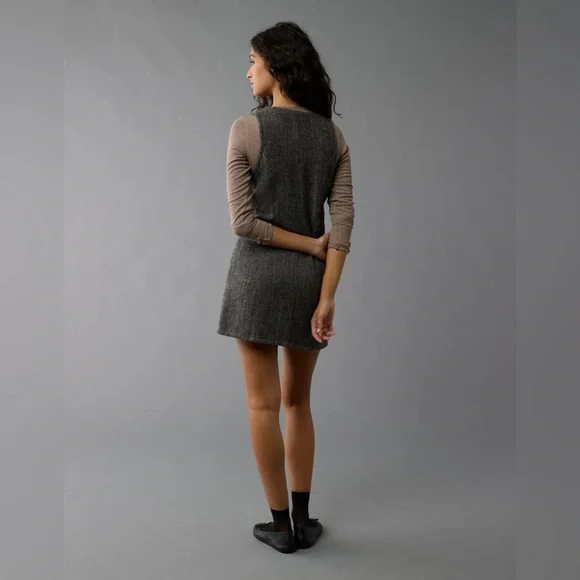 AMERICAN EAGLE Zip-Up Mini Dress Wool Blend in Brown Sz XS NWT - Picture 4 of 6